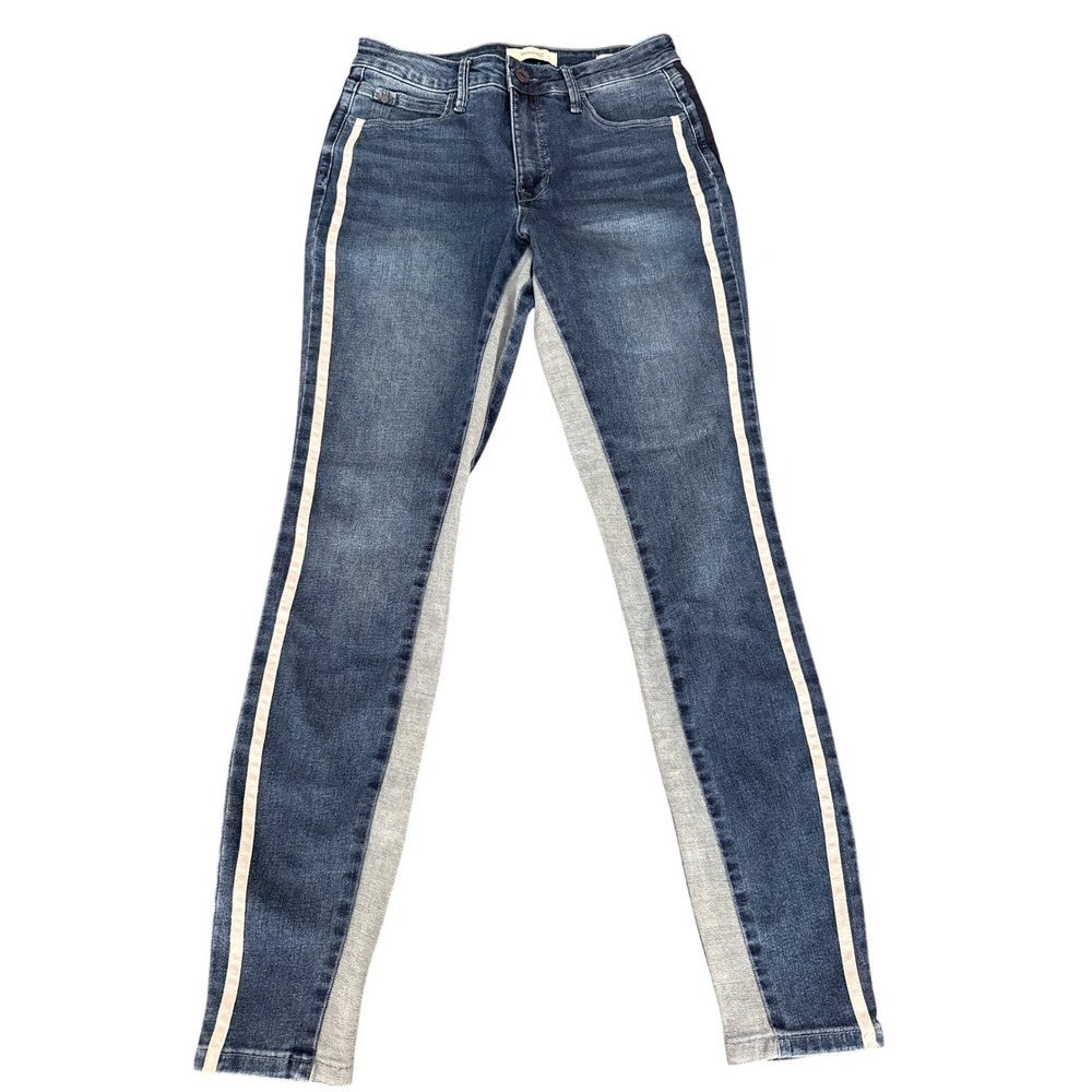 Skinnygirl Broadway High Rise Skinny Jeans Blue Stripe Colorblock Women 29/8